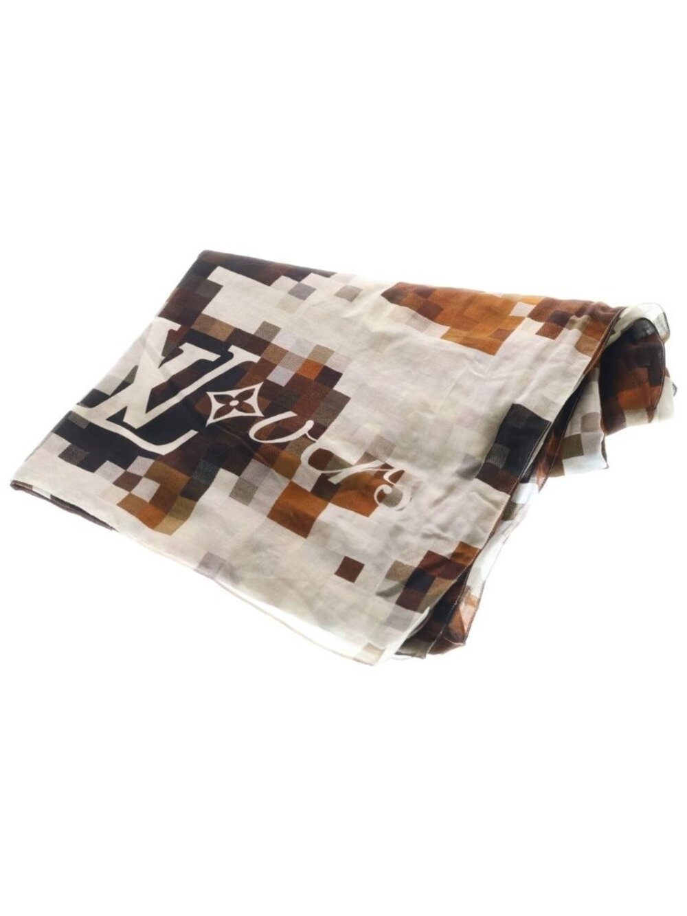 Louis Vuitton Camouflage Silk Blend Shawl Brown Gray Scarf
